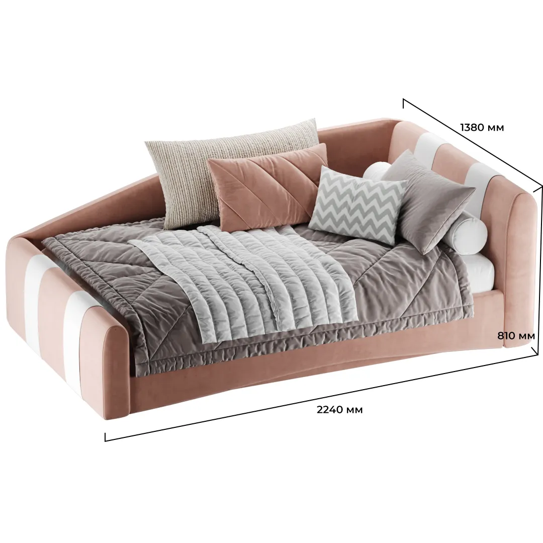 Кровать односпальная мягкая с ящиком для белья ТОКИО с полосками, 90x190