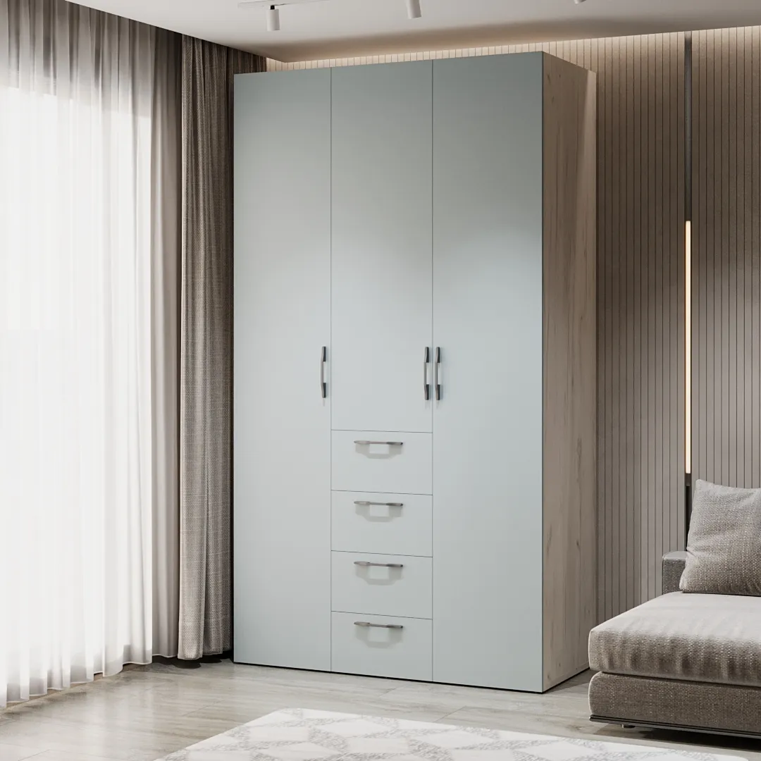 Шкаф трехдверный с ящиками глубокий L203.60