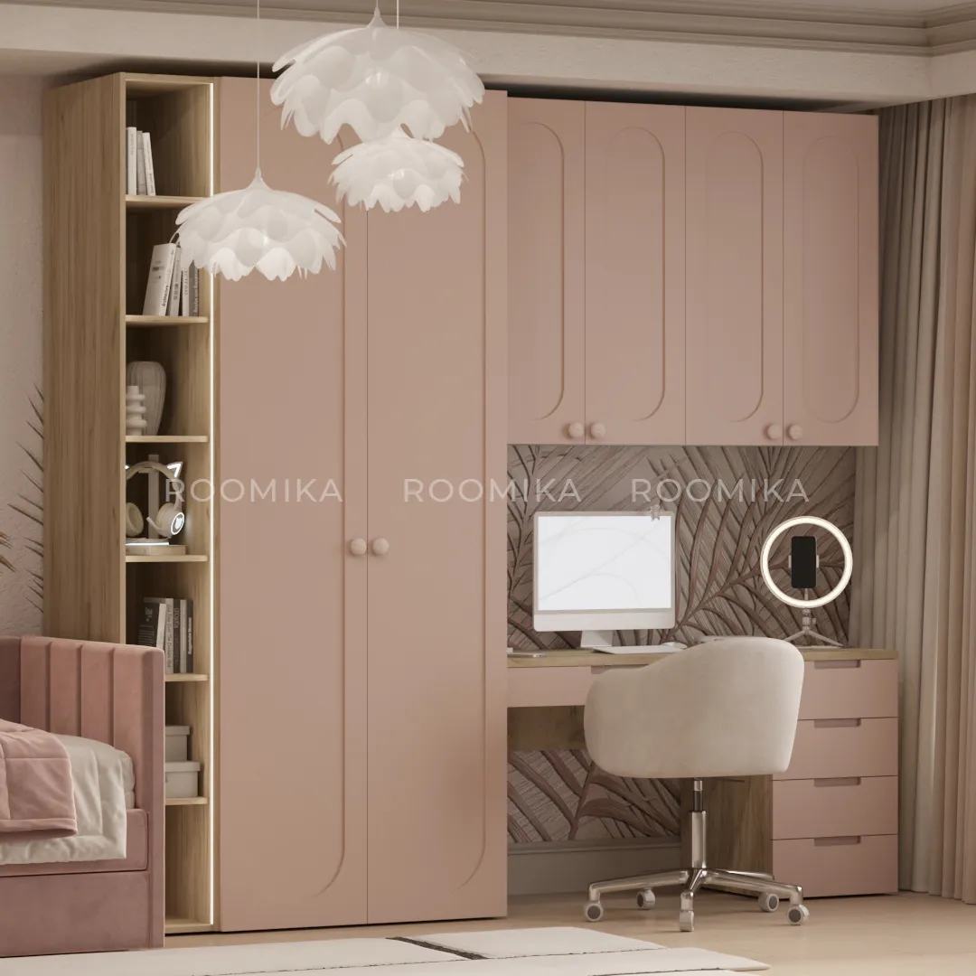 Шкаф двухдверный глубокий, фрезерованные фасады в эмали LE210.60-4