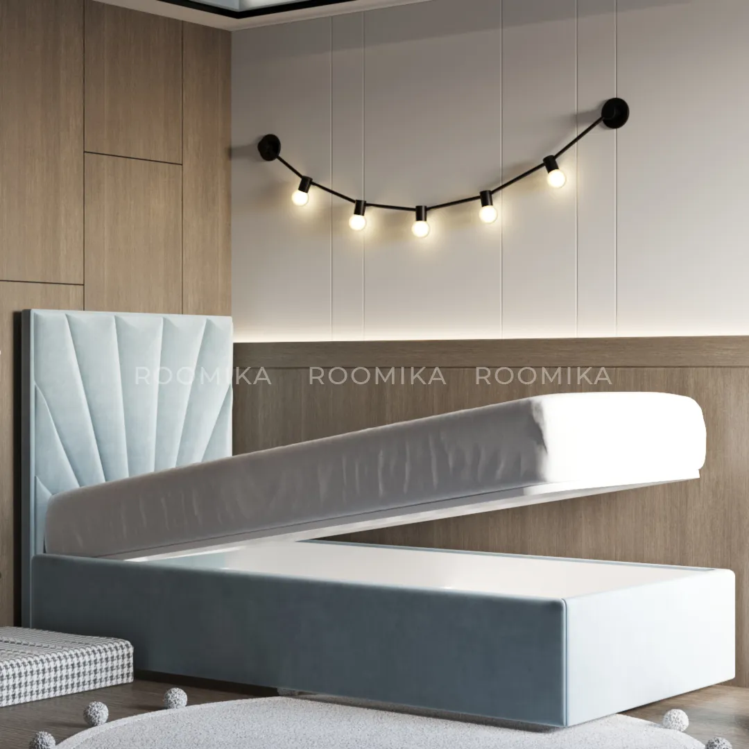 Кровать односпальная мягкая САНРАЙС  с подъемным механизмом, 90x200