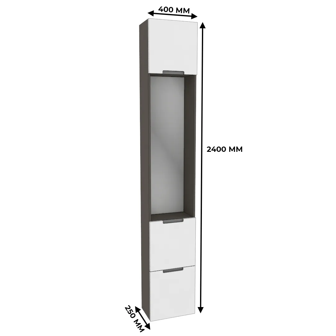 Шкаф завершающий с обувницей и зеркалом, фасады в эмали LE250