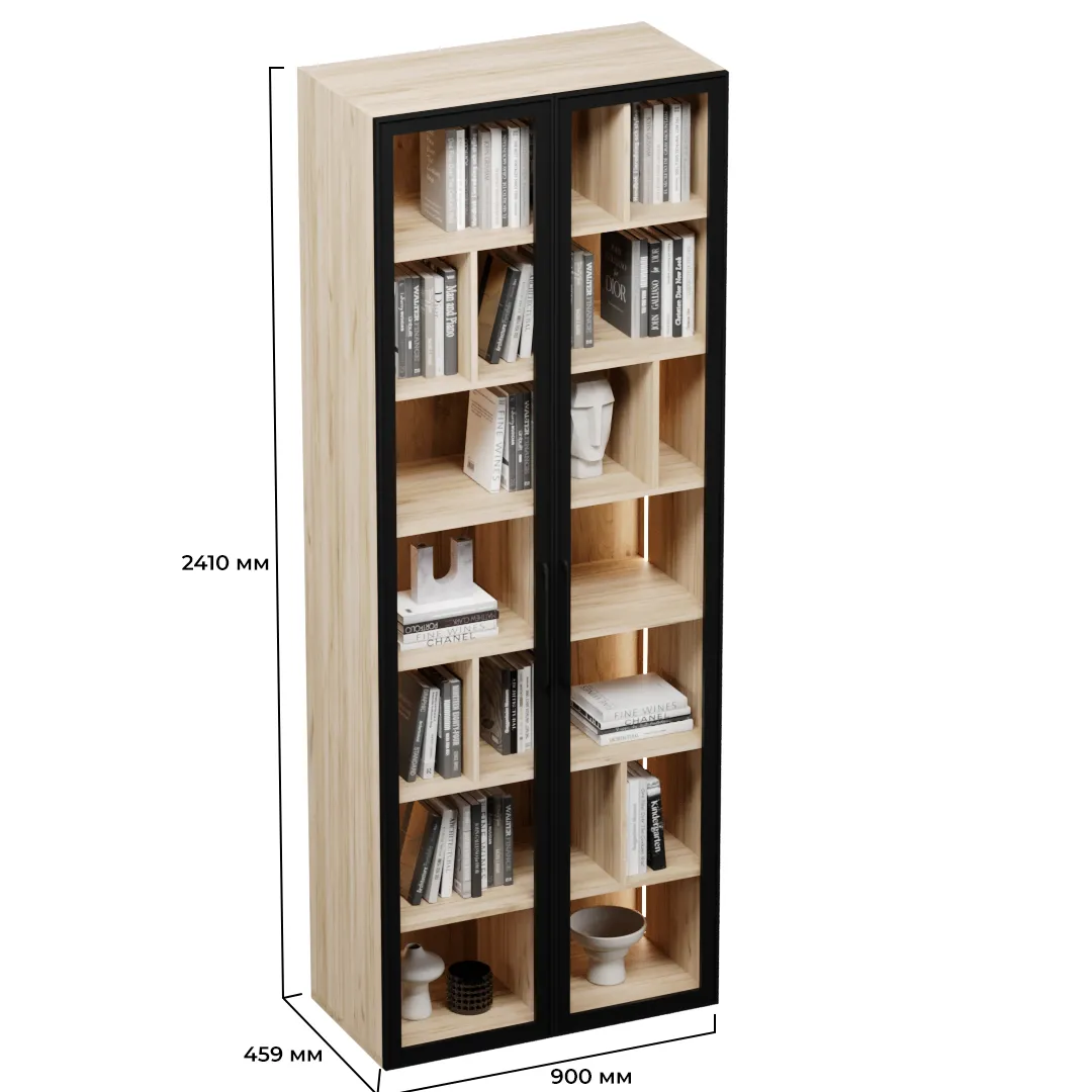 Шкаф-стеллаж со стеклянными фасадами с подсветкой R212