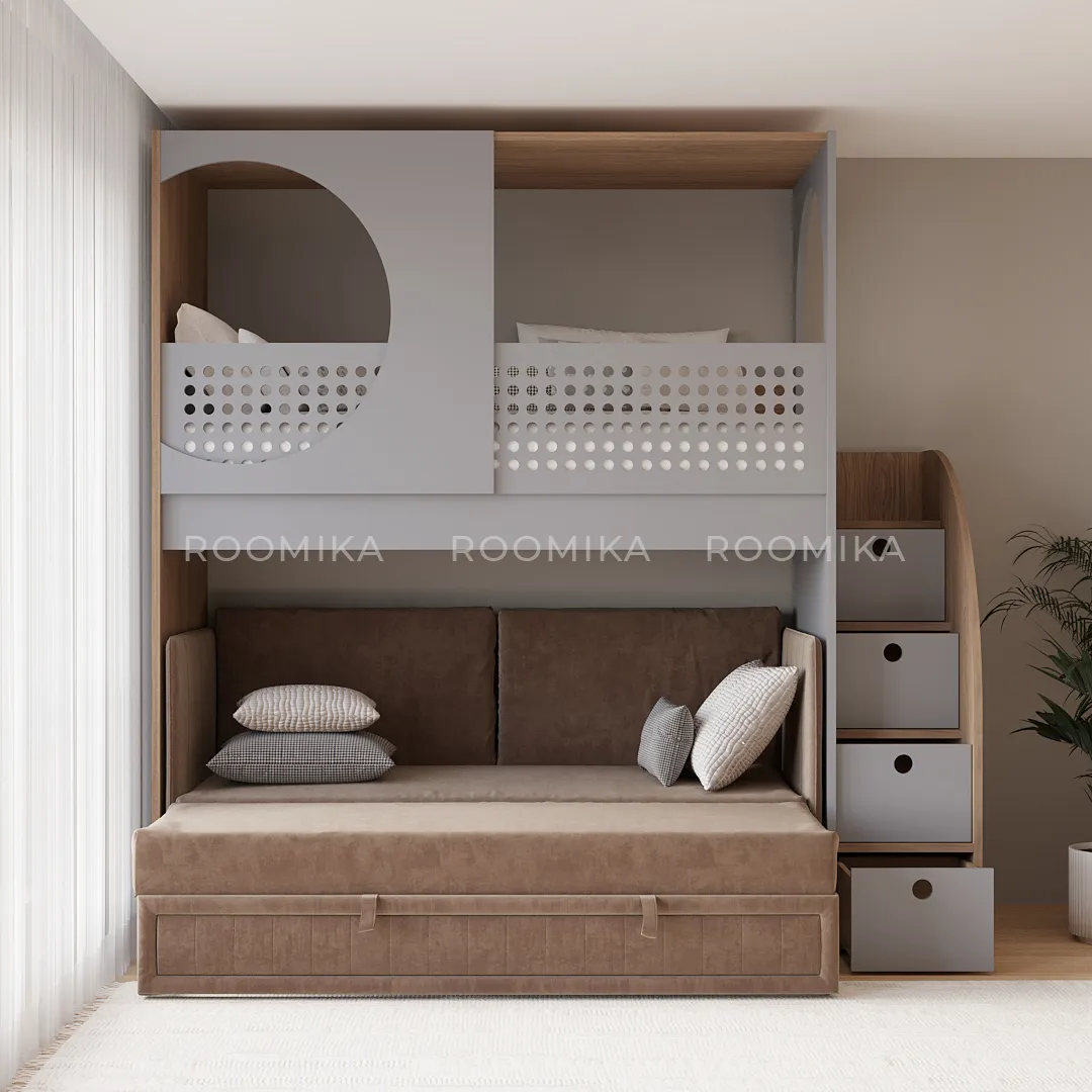 Кровать-чердак A914 с диваном Bergamo, 90x200 L/R