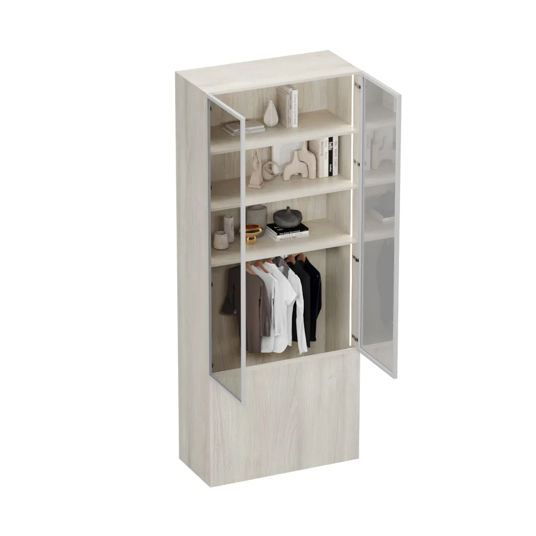 Шкаф двухдверный со стеклом в профиле с подсветкой LF212.4-90