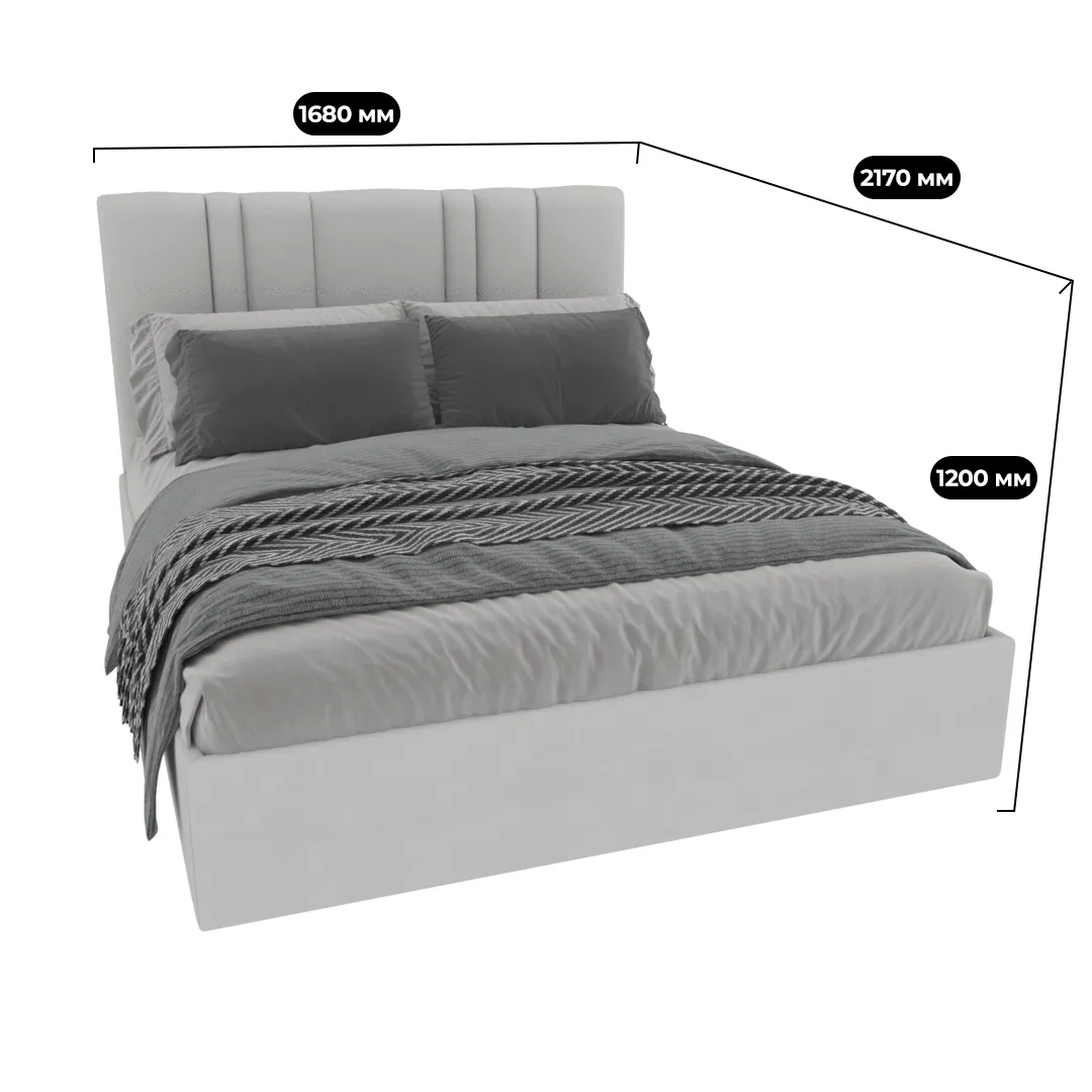 Кровать двуспальная мягкая ХИЛТОН с подъемным механизмом, 160x200