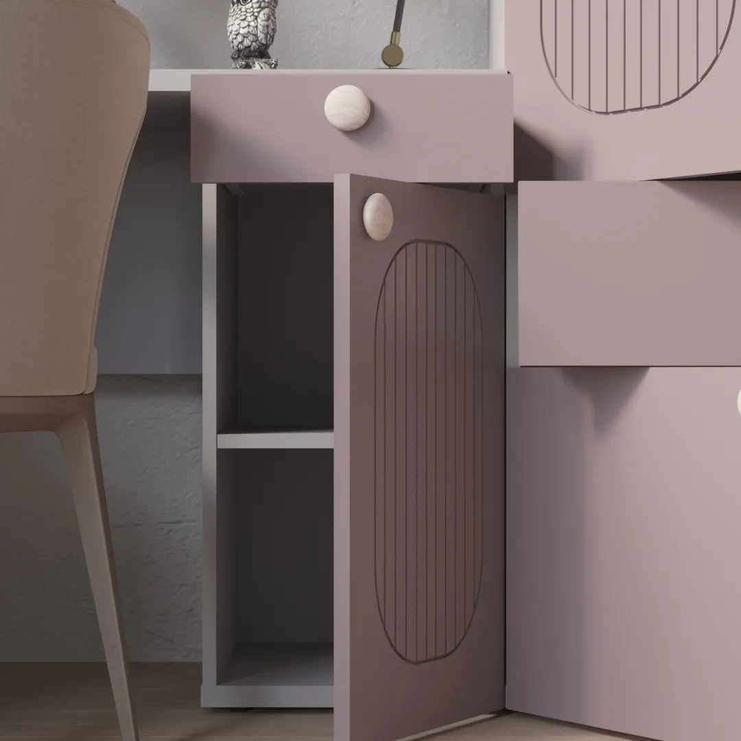 Cтол угловой равносторонний, фрезерованные фасады в эмали LE716