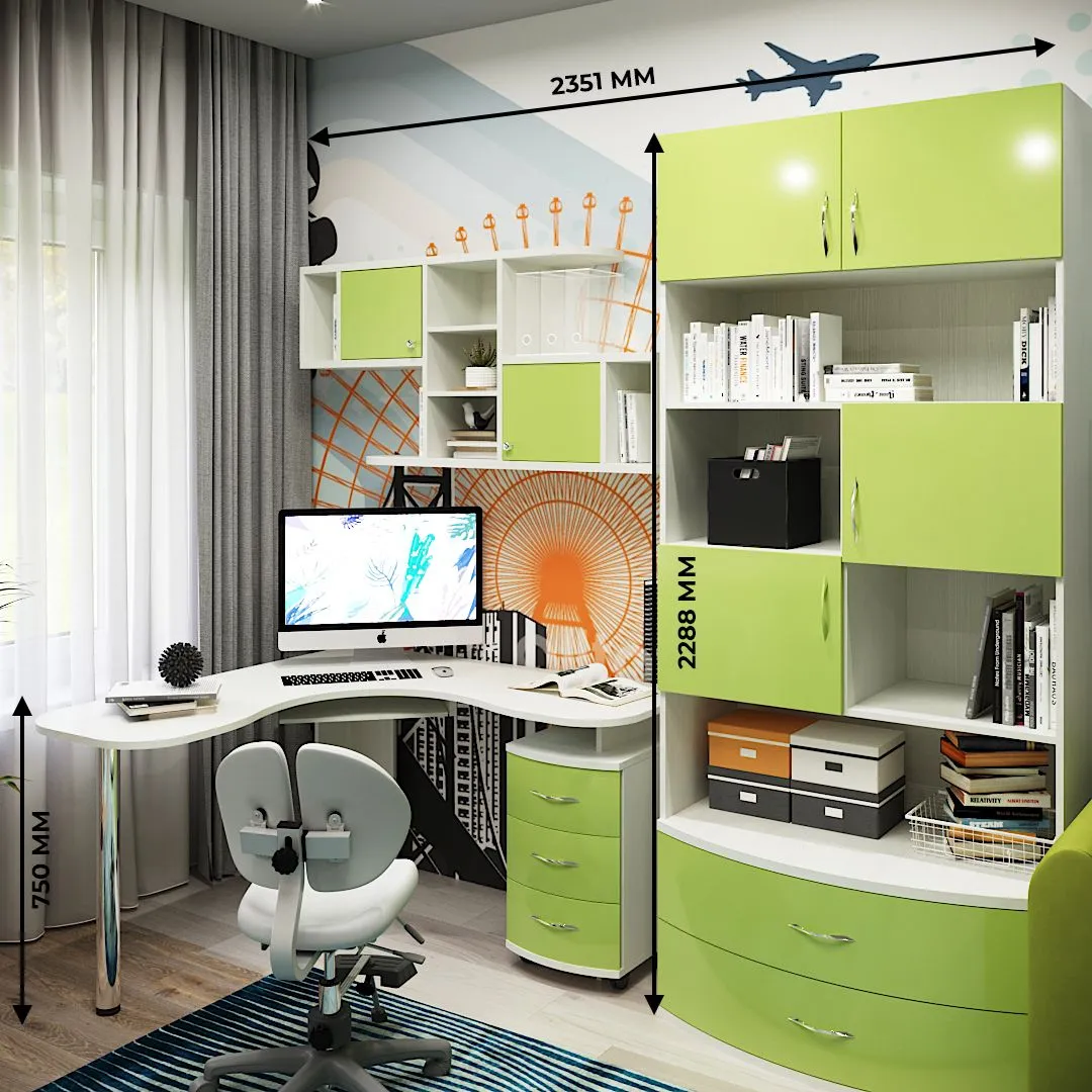 Рабочая зона с угловым столом Palermo для школьника