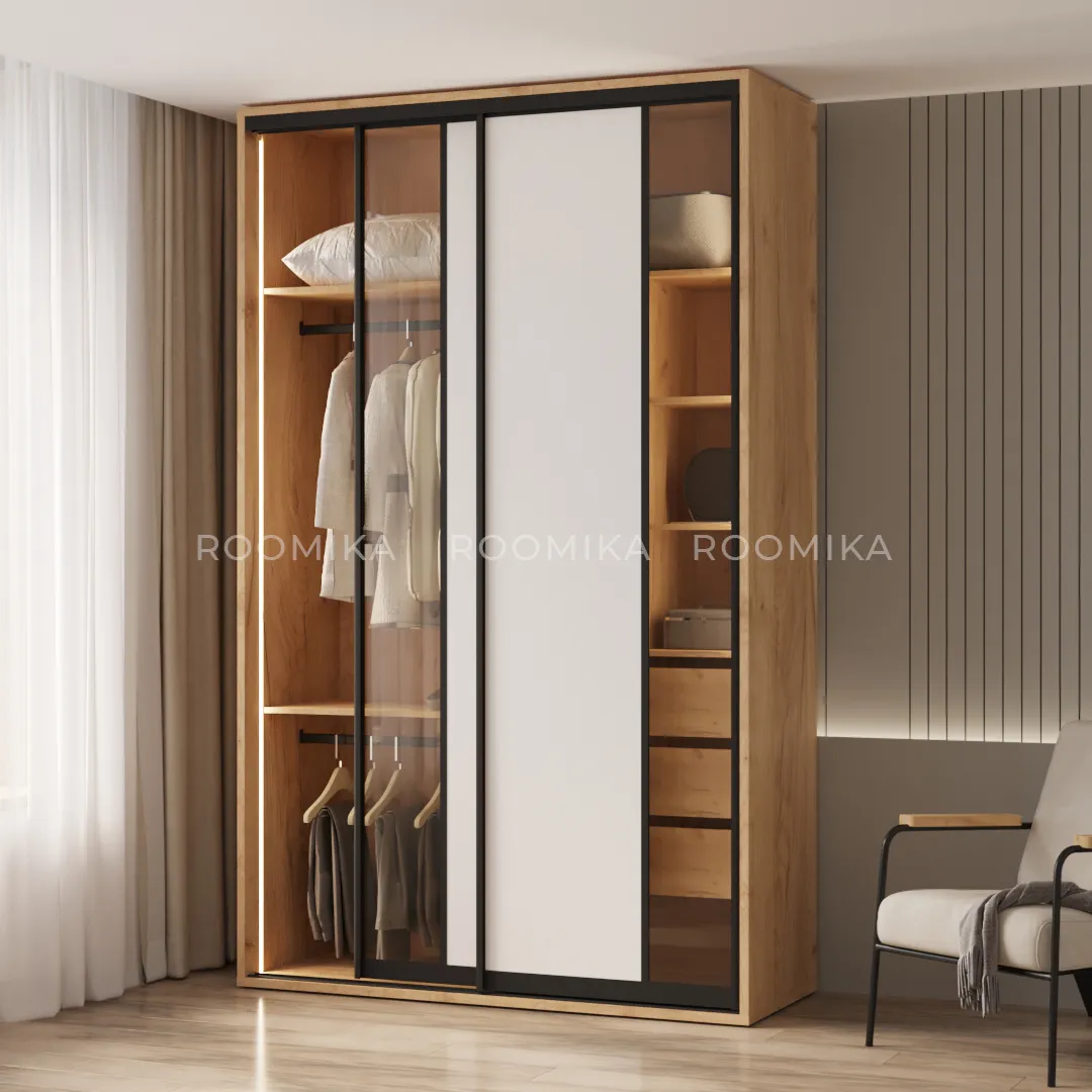 Шкаф-купе ХG160.60-1, профиль INTEGRO, фасад МДФ/стекло прозрачное