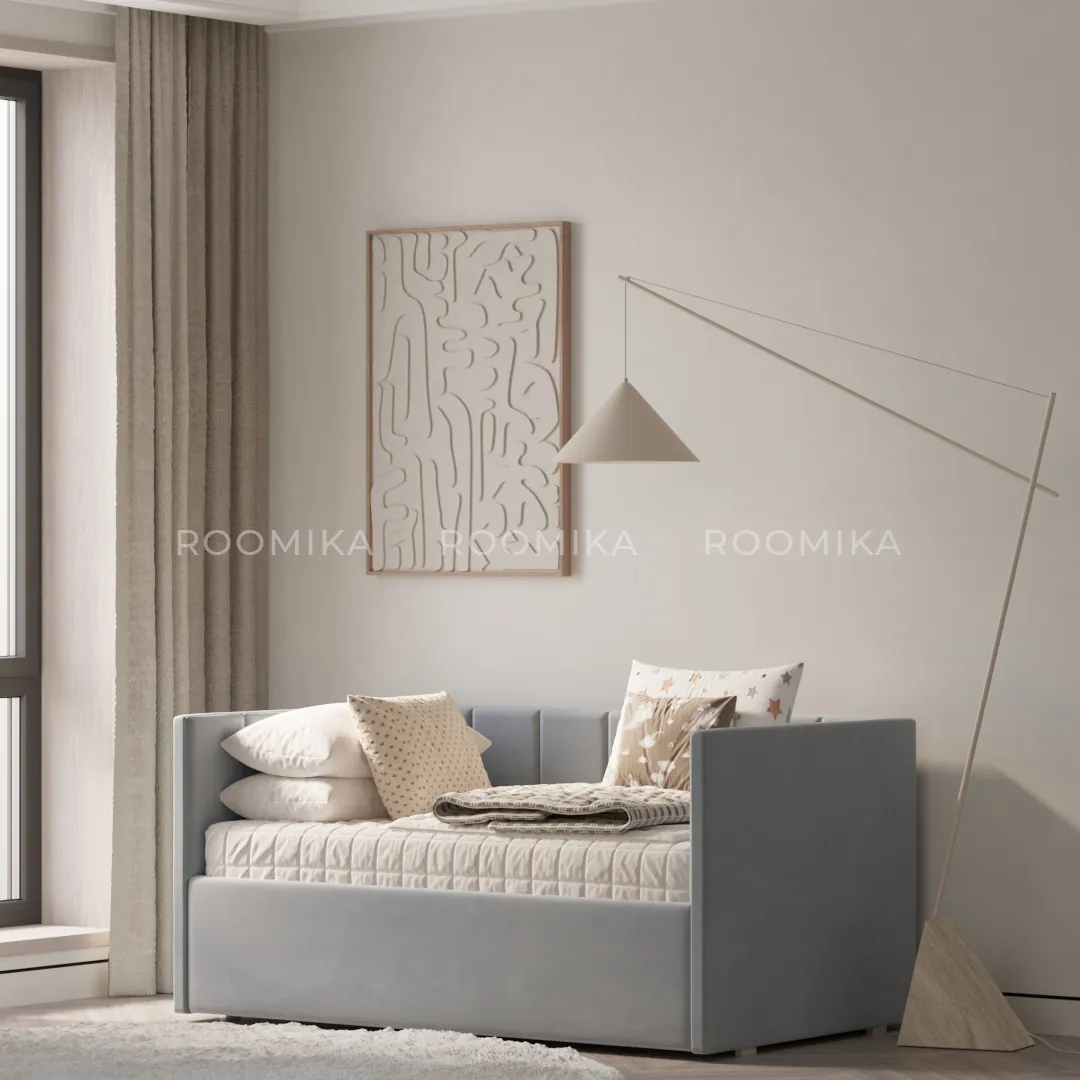 Кровать с подъемным механизмом и ящиком для белья с бортиком ЛАЙН 1, 90х160