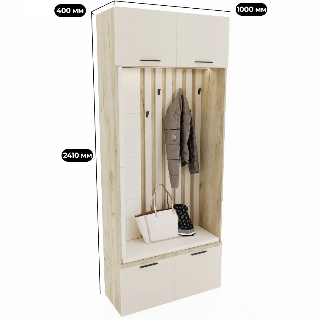 Секция с крючками с подсветкой и мягкими панелями L419