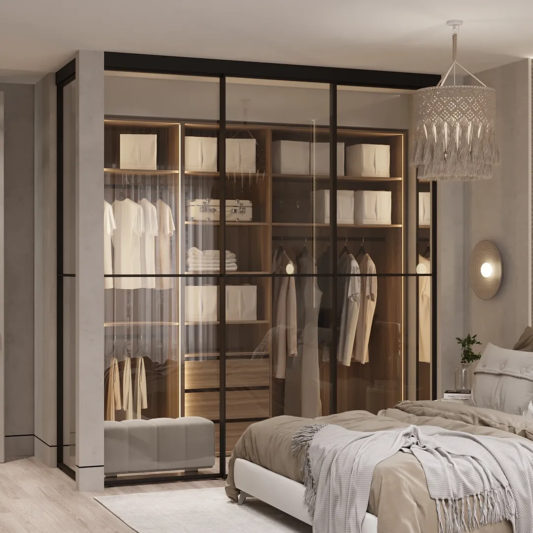 Составная перегородка из стекла для спальни GRACE 5