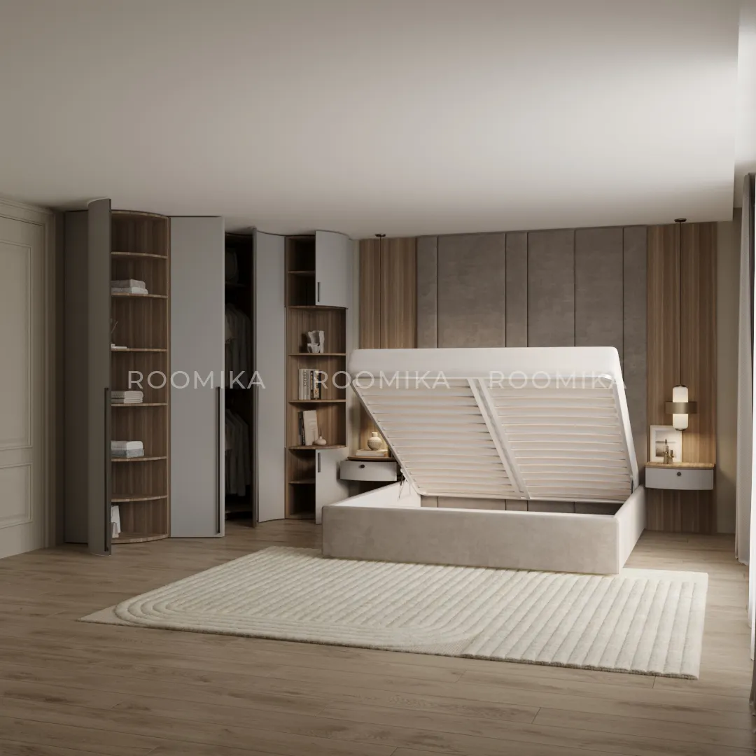 Мягкая кровать-подиум с коробом для хранения, 200x200