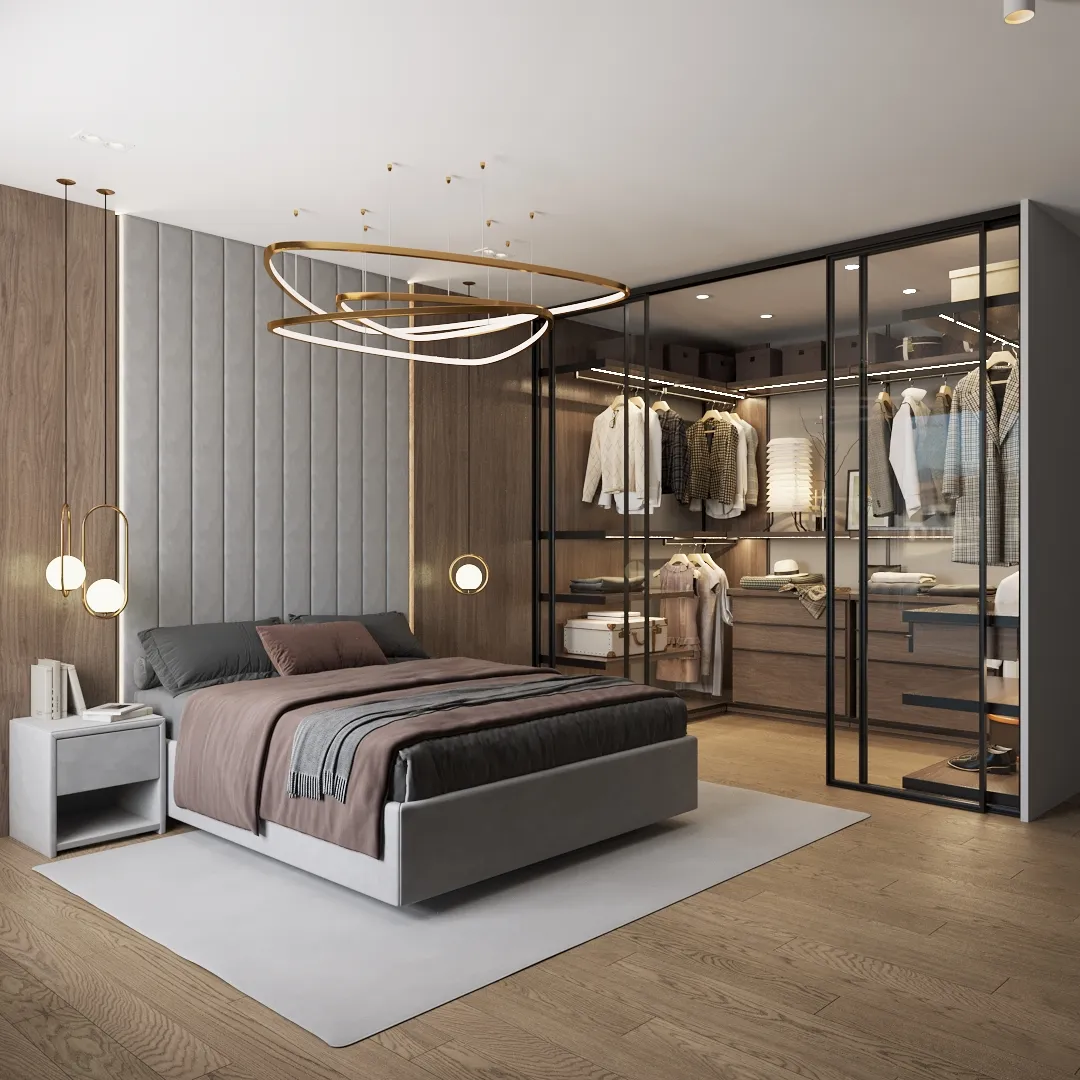 Спальня со стеклянной гардеробной №1 Спальня со стеклянной гардеробной №1