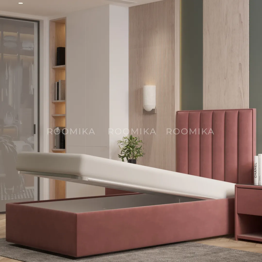 Кровать односпальная мягкая ЛИБЕРТИ с подъемным механизмом, 90x200