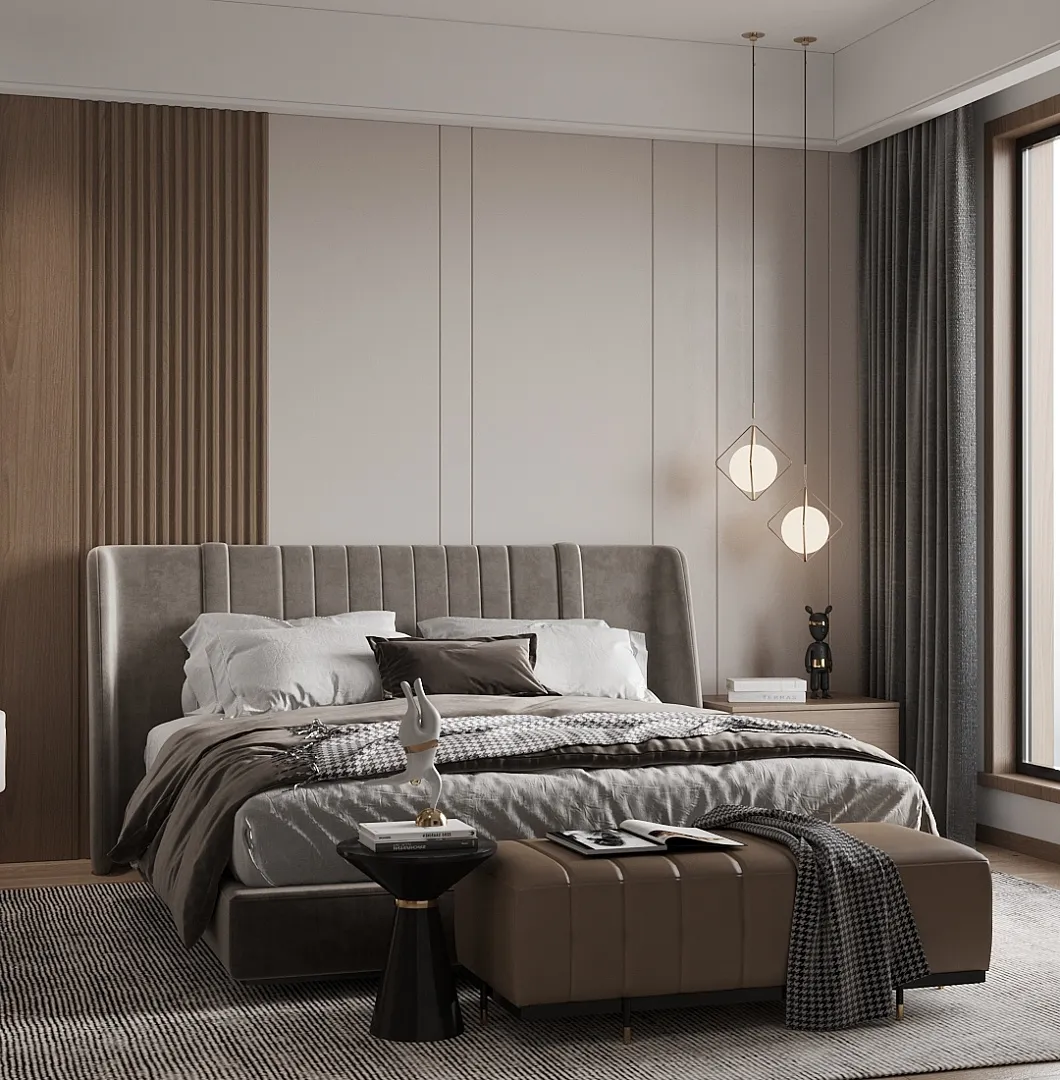 Спальня в древесных оттенках №5