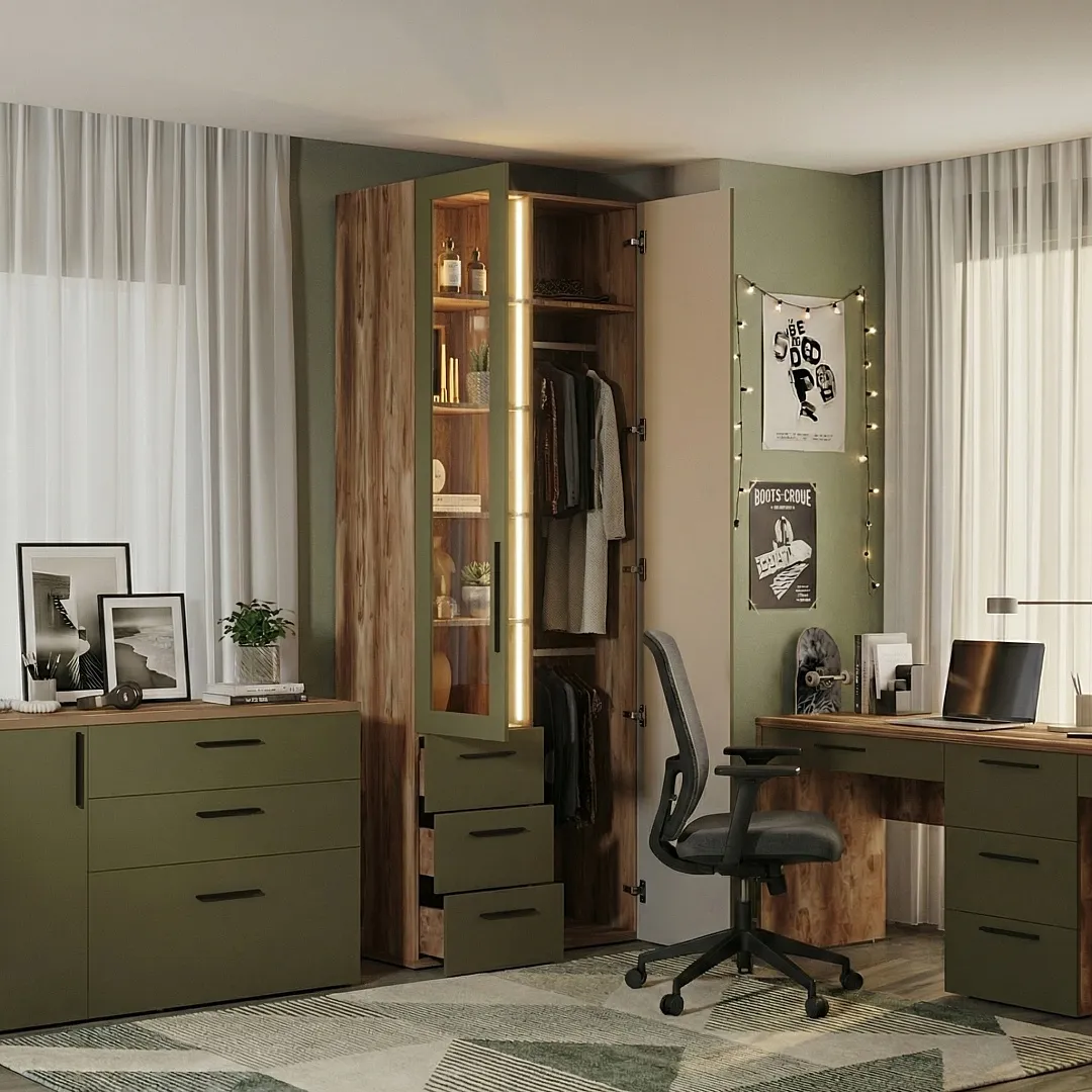 Шкаф комбинированный со стеклом с подсветкой LG215S L/R