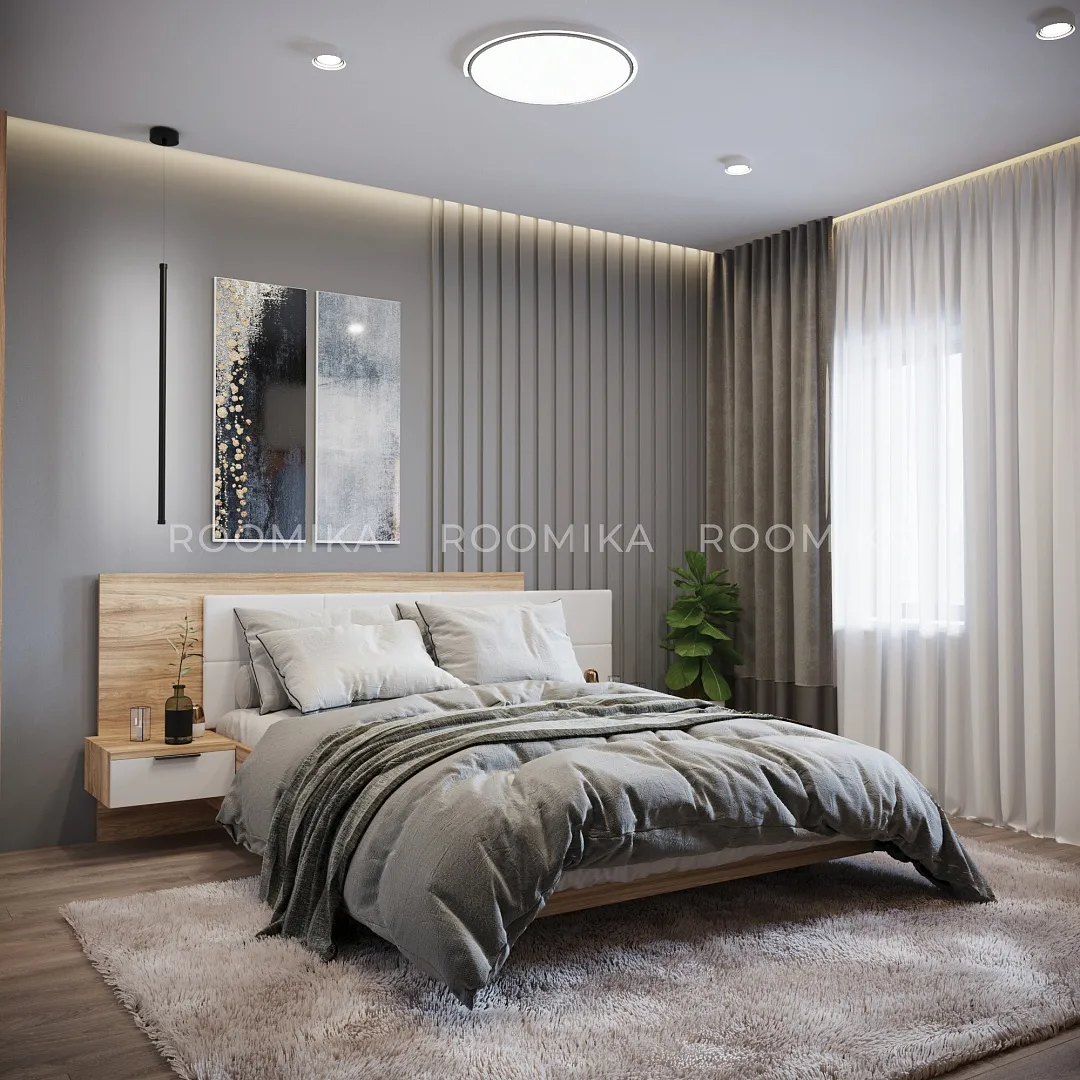 Кровать двуспальная Lazio с парящим эффектом и мягкой спинкой L142 , 140x200