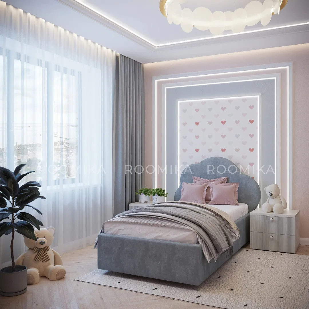 Кровать односпальная мягкая ОБЛАКО с подъемным механизмом, 90x190