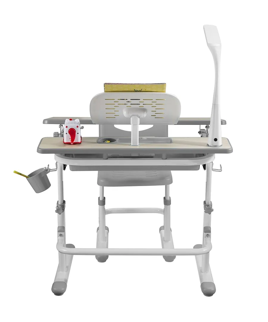 Комплект парта + стул трансформеры Lavoro Grey + лампа + подставка