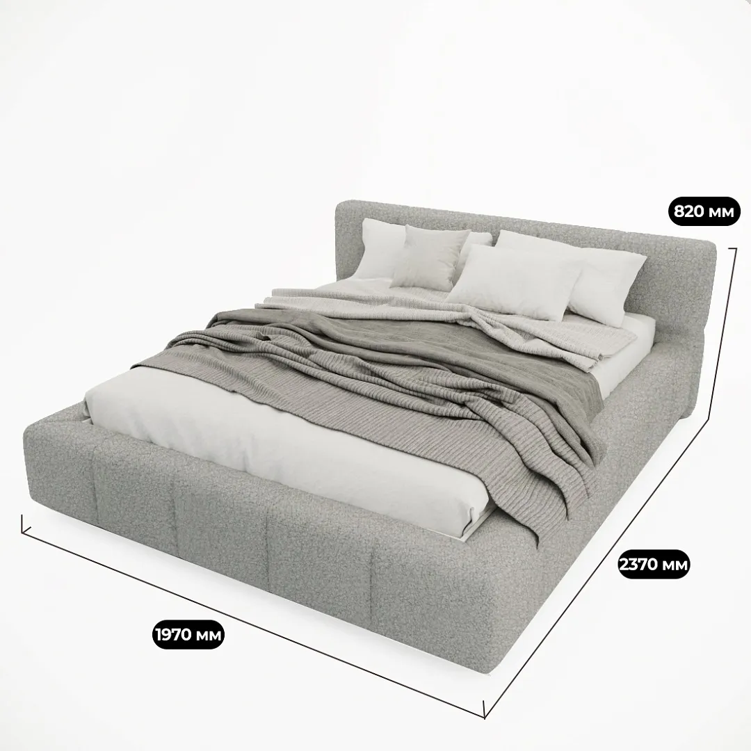 Кровать двуспальная мягкая QUADRO-soft-m  с подъемным механизмом, 140x200