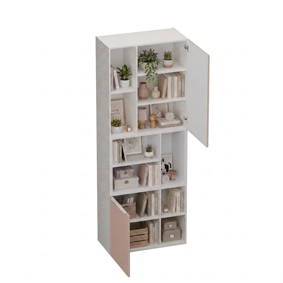 Шкаф книжный с нишей, фасады в эмали LE227 L/R