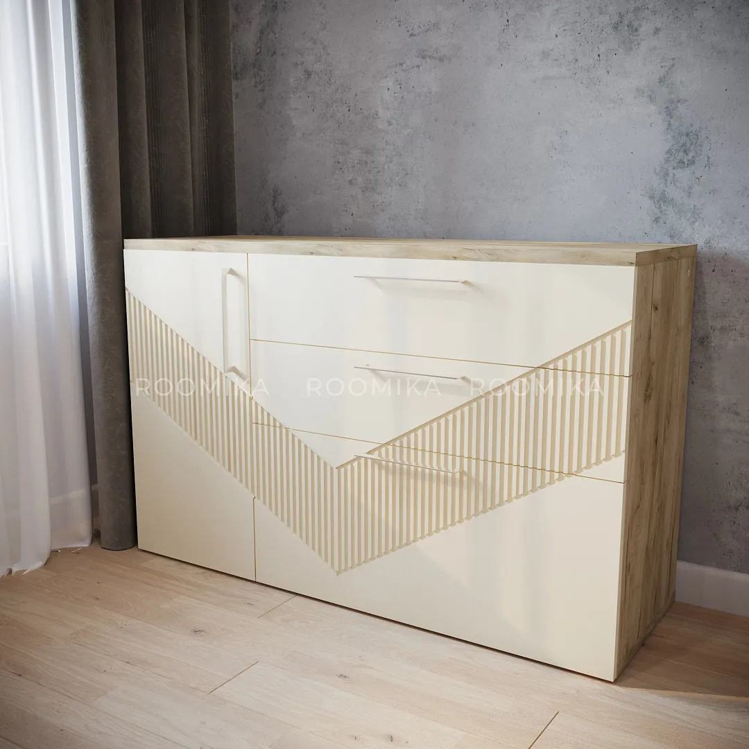 Комод с фрезерованными фасадами в эмали LE-706 L/R