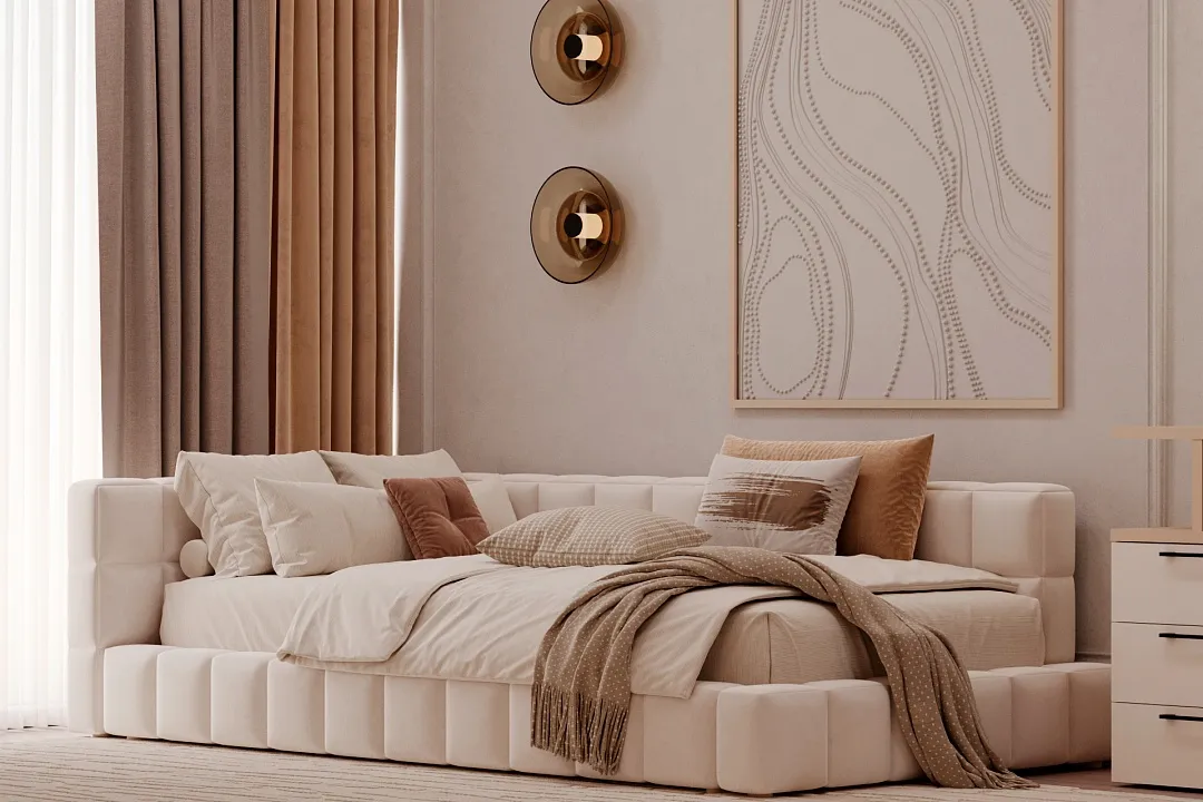 Кровать односпальная мягкая с ортопедической решеткой QUADRO-m, 90х200