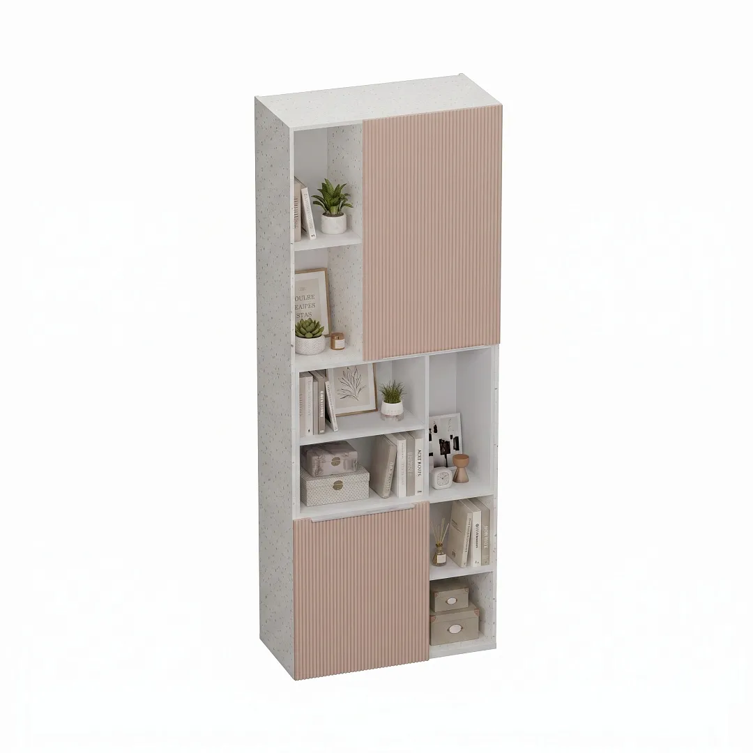 Шкаф книжный с нишей, фасады в эмали LE227 L/R