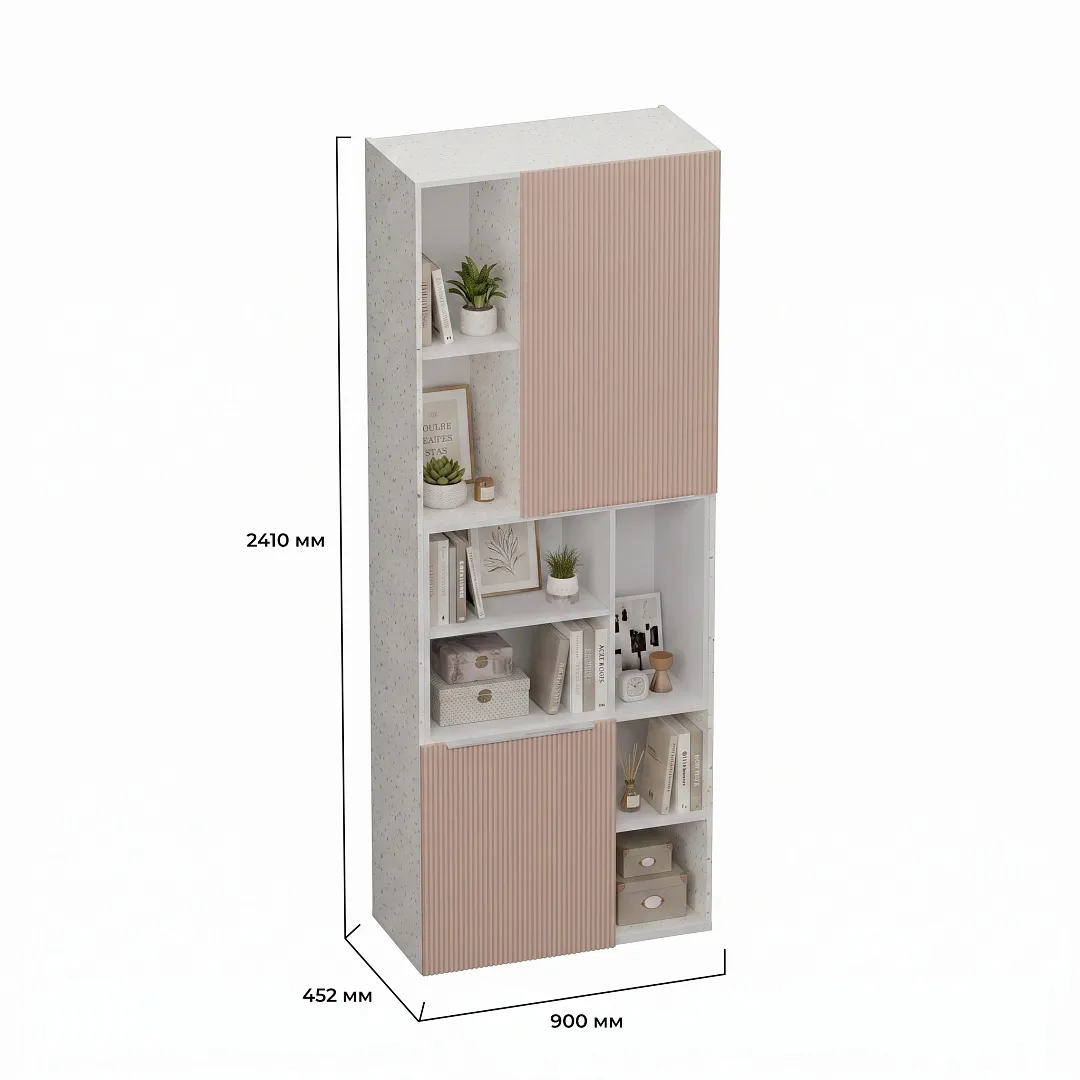 Шкаф книжный с нишей, фасады в эмали LE227 L/R
