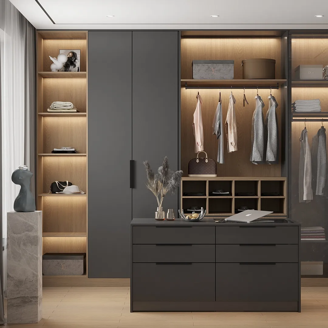 Гардеробная в графитовых тонах №1