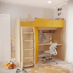 Кровать-чердак с рабочей зоной P906, 90x200