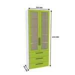 Шкаф книжный с тремя ящиками со стеклом L213S с подсветкой