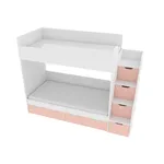 Кровать двухъярусная с лестницей комодом, фасады в эмали LE904, 90x190 L/R