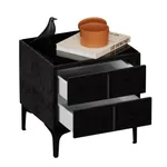 Тумба прикроватная мягкая, стекло прозрачное, ножки черные ГРЕЙС752