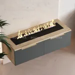 Тумба ТВ навесная с электрокамином, фасады в эмали LE548.451