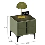 Тумба прикроватная мягкая, стекло прозрачное, ножки черные ГРЕЙС752