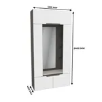 Секция с зеркалом и полками с подсветкой, фасады в эмали LE408