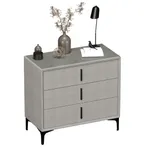 Комод мягкий, стекло прозрачное, ножки черные ГРЕЙС793