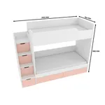 Кровать двухъярусная с лестницей комодом, фасады в эмали LE904, 90x190 L/R