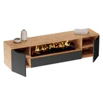 Тумба ТВ навесная с электрокамином, фрезерованные фасады в эмали LE549.451