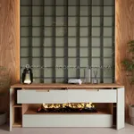 Тумба ТВ навесная с электрокамином, фасады в эмали LE551.450