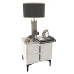 Тумба прикроватная мягкая, стекло прозрачное, ножки черные ГРЕЙС752