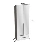 Шкаф 2 дверный с ящиками с зеркалом, фасады в эмали LE211.60Z