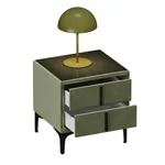 Тумба прикроватная мягкая, стекло прозрачное, ножки черные ГРЕЙС752