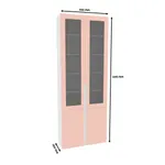 Шкаф книжный со стеклом, фасады в эмали LE240