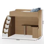 Кровать-чердак с рабочей зоной и лестницей P907, 90x200
