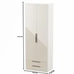 Шкаф 2 дверный с ящиками, фрезерованные фасады в эмали LE-211.44