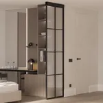 Стеклянная перегородка для зонирования квартиры студии, стекло Эстриадо GRACE 12