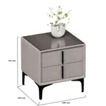 Тумба прикроватная мягкая, стекло прозрачное, ножки черные ГРЕЙС752