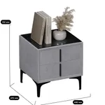 Тумба прикроватная мягкая, стекло прозрачное, ножки черные ГРЕЙС752